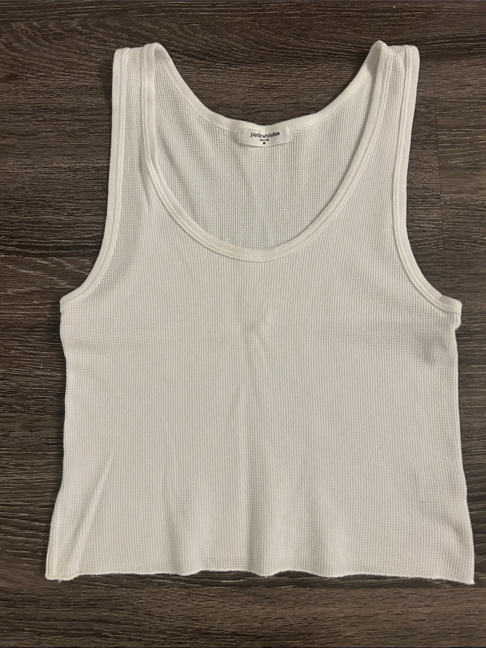 Perfectwhitetee White “Jane” Waffle Tank Top